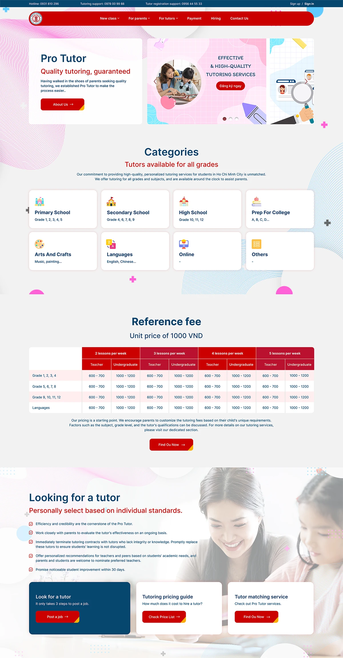 Dự án thiết kế demo giao diện website Gia sư 2